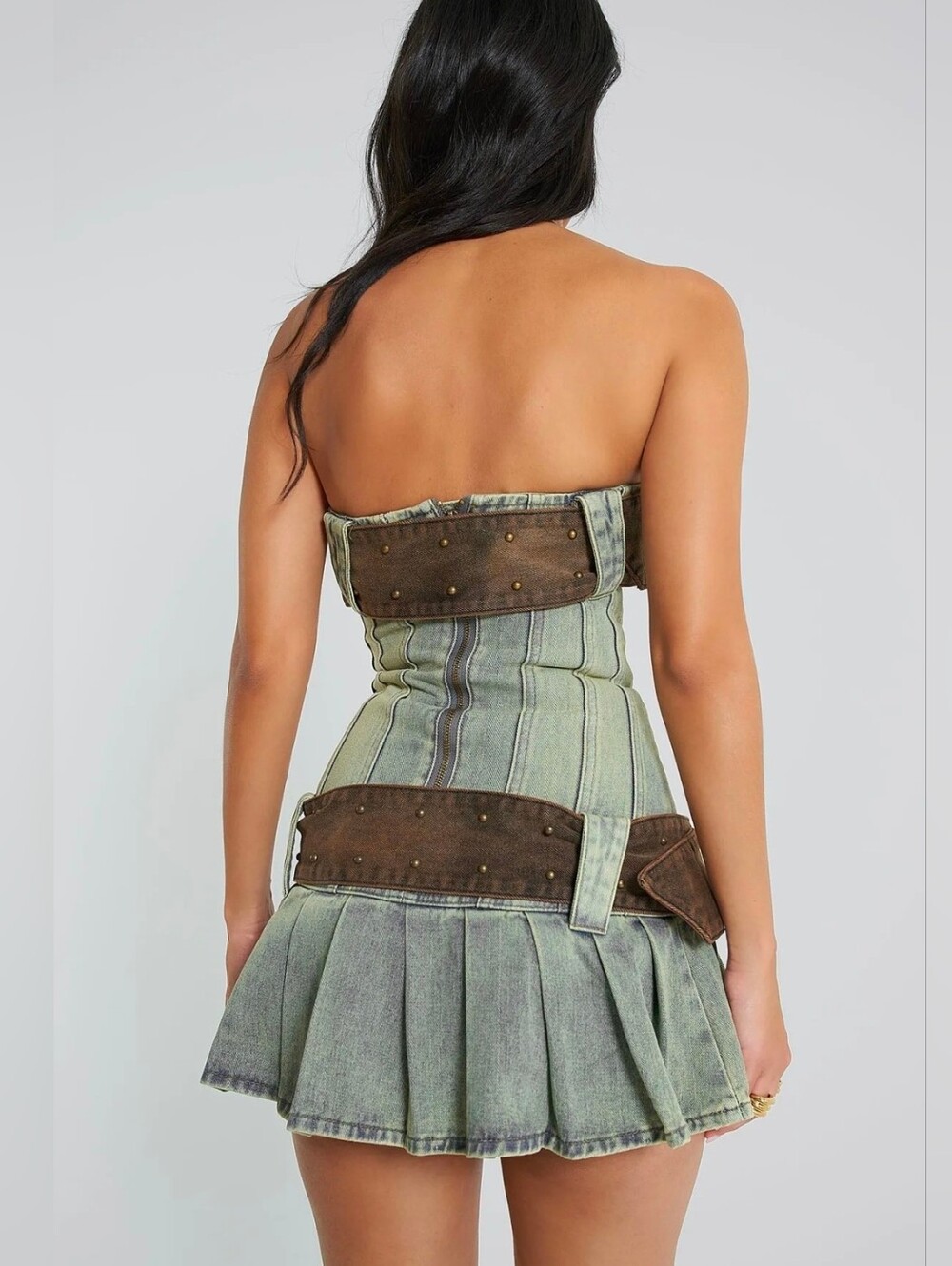 Jaded London Chelsea Denim Kilt Mini Dress Size 2 NEW - Picture 12 of 12